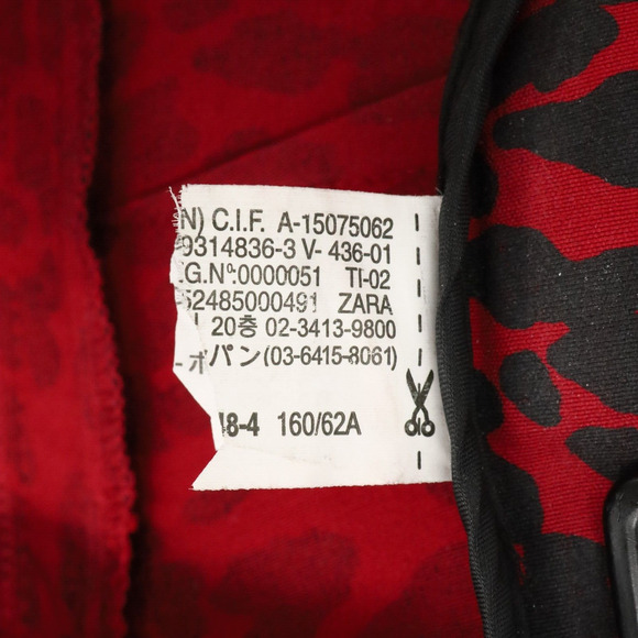 Zara Basic Pants Womens XS Red Black Animal Print Stretch Side Zip Mob Wife - Picture 11 of 12